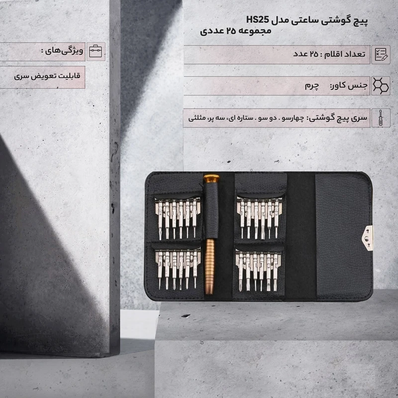 پیچ گوشتی ساعتی مدل HS25 مجموعه 25 عددی